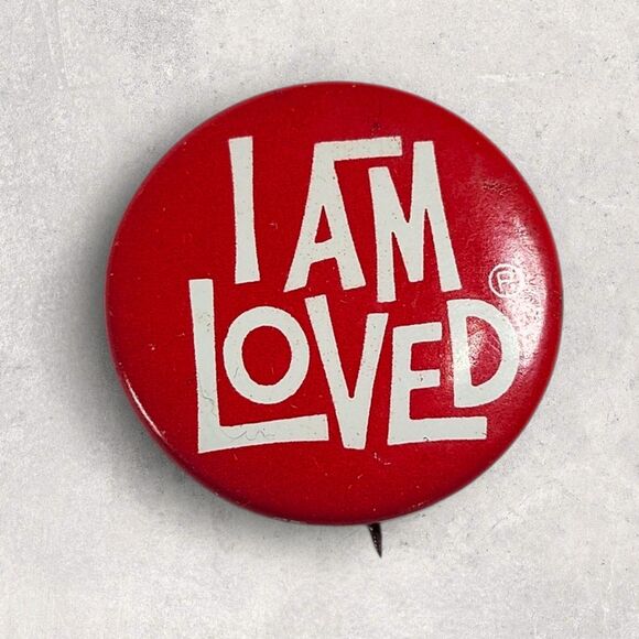I Am Loved Helzberg Diamonds Red Hat Lapel Pin Lanyard Tie Tack Vintage Button - Picture 1 of 5